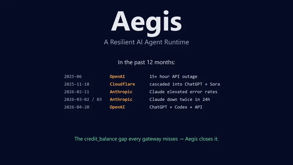 Aegis title card: a resilient AI agent runtime